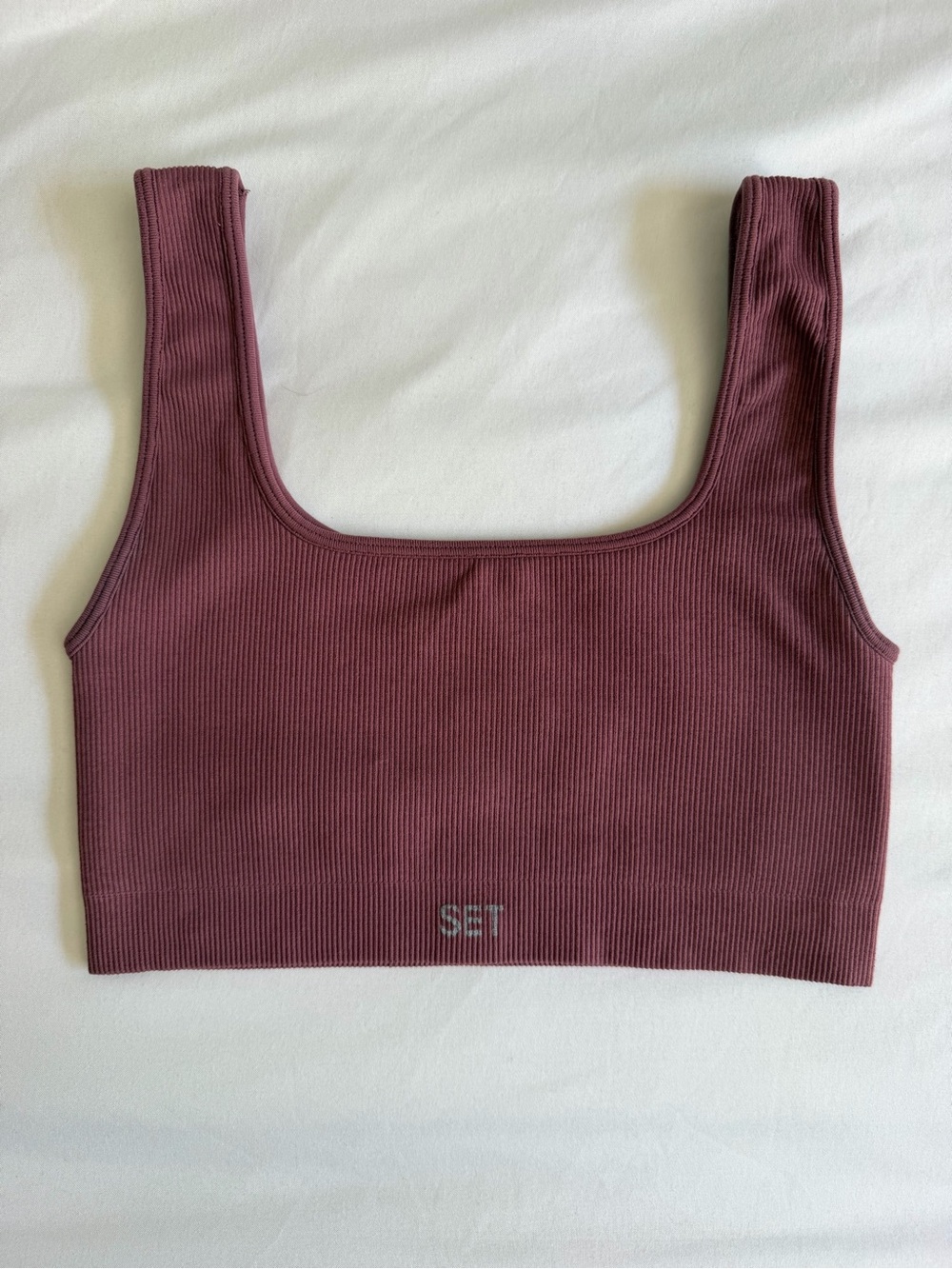 SET Active Sculptflex Box Cut Mauve Purple Ribbed Sports Bra